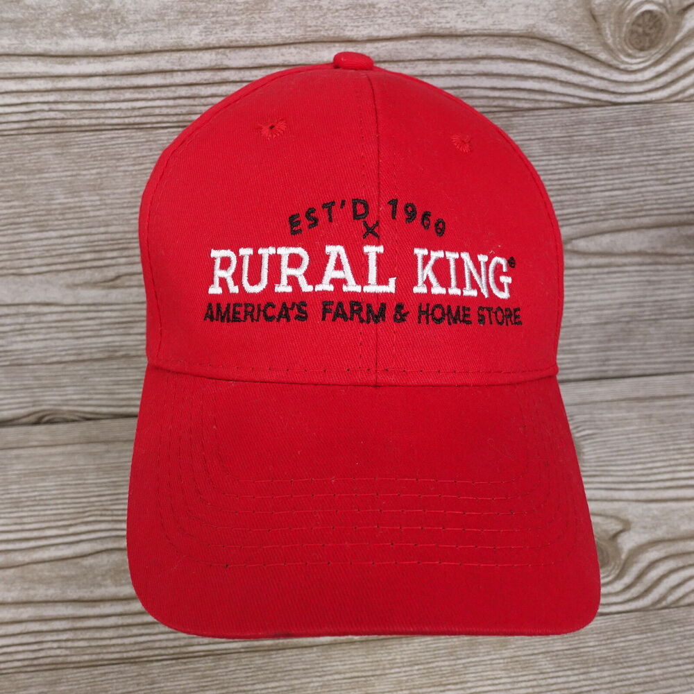 RURAL KING AMERICAS FARM & HOME STORE LOGO RED ADJUSTABLE BASEBALL HAT CAP